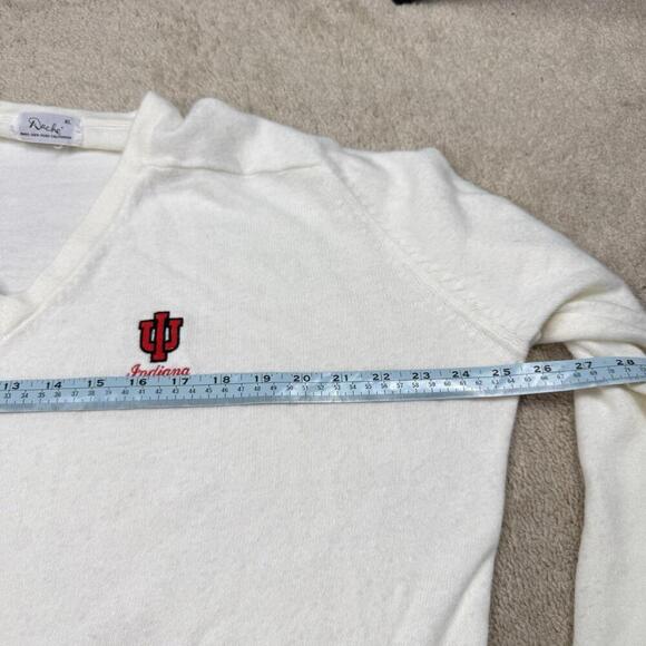 Vintage Roche Indiana University V-Neck Sweater Cream Knit Embroidered XL Alumni - Picture 7 of 7